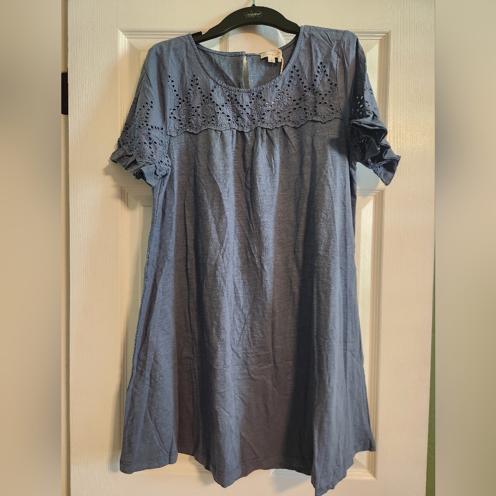 Hem & Thread Blue Eyelet Mini Dress